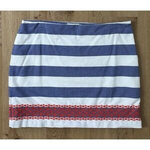 Vineyard‎ Vines Women's Striped Mini Skirt Size 10 Embroidered Hem Lined Cotton